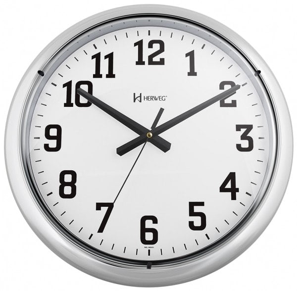 Relógio de Parede Grande Herweg Cromado Liso 40cm 6128 028