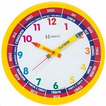 Relógio de Parede Educativo  Herweg Didático Infantil Amarelo 6690 268