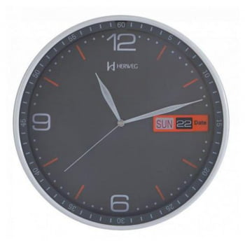 Relógio De Parede Moderno Cinza Calendário Herweg 6415 024