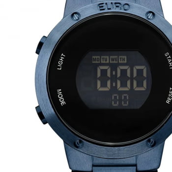 Relógio Euro Feminino Azul Digital Cronógrafo Eubj3279ac/4a