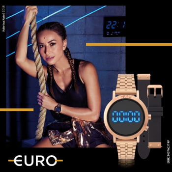 Relógio Euro Feminino Led Digital Com 2 Pulseiras EUBJ3407AC/T4P