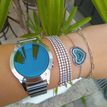 Relógio Euro Feminino Prata e Azul Espelhado Eujhs31baa/3a