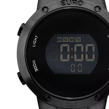 Relógio Feminino Euro Preto Fashion Fit Com Cronômetro EUBJ3279AB/4P