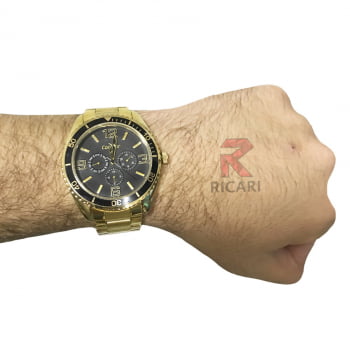 Relógio Masculino Dourado Condor Civic Dual Time CO6P79AC/4P