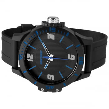 Relógio Mormaii Masculino Wave Preto e Azul Analógico MO2035FL/8A