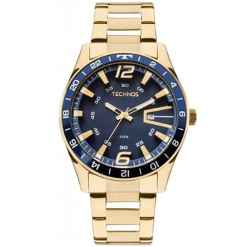 Relógio Technos Masculino Aço Dourado Grande Luxuoso 2115LAJ/4A